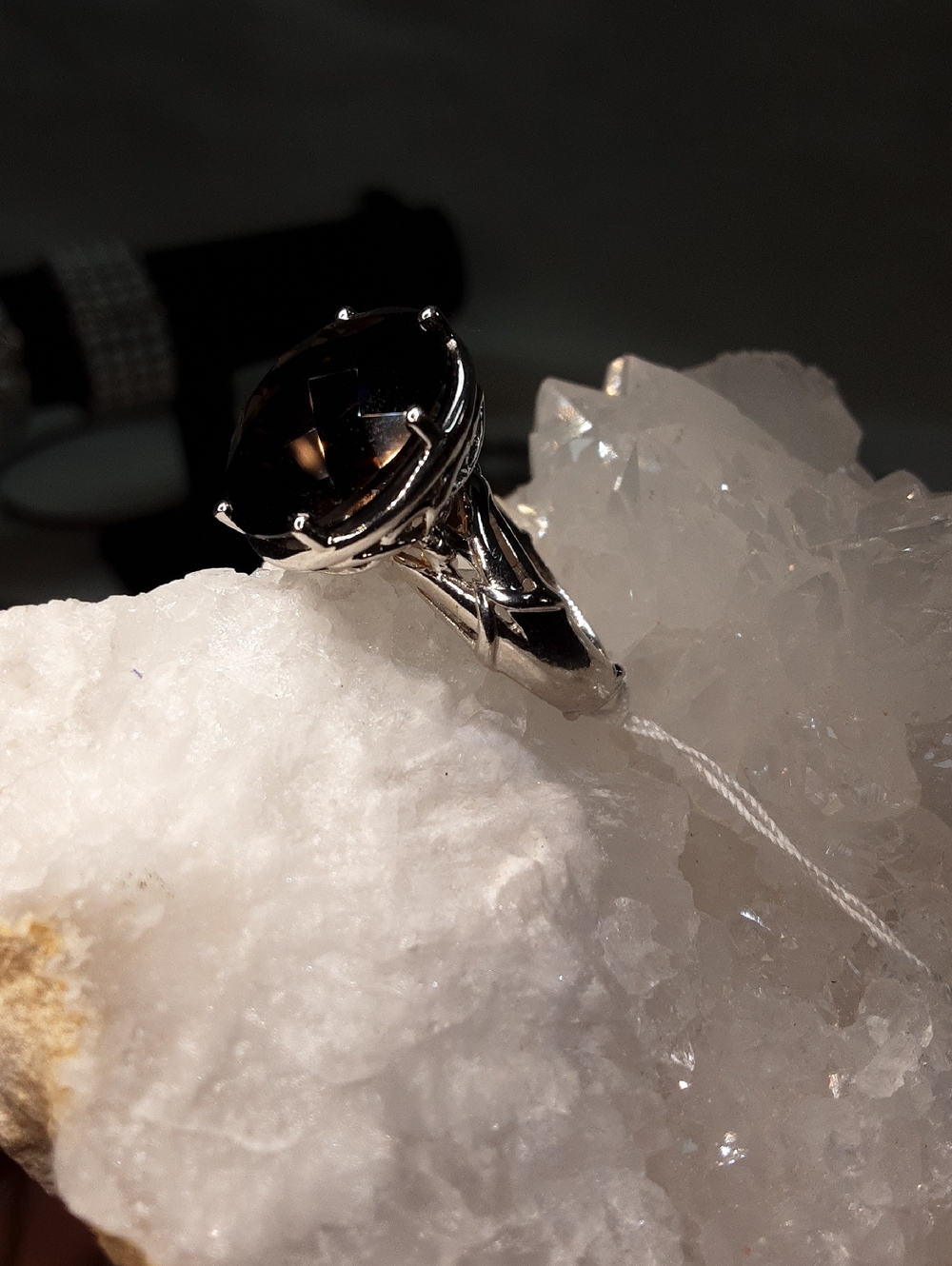 925 genuine smoky quartz  ring. - Picture 3 of 5